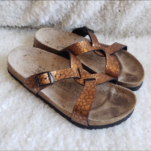 Birkenstock Birkis Copper Embossed Twisted Stap - Picture 1 of 4